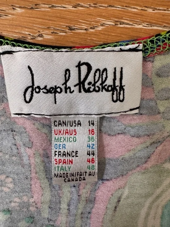 Joseph Ribkoff Midi Dress Multicolour Sleeveless Artsy Tiered Ruffle. Sz 14 - Picture 10 of 11